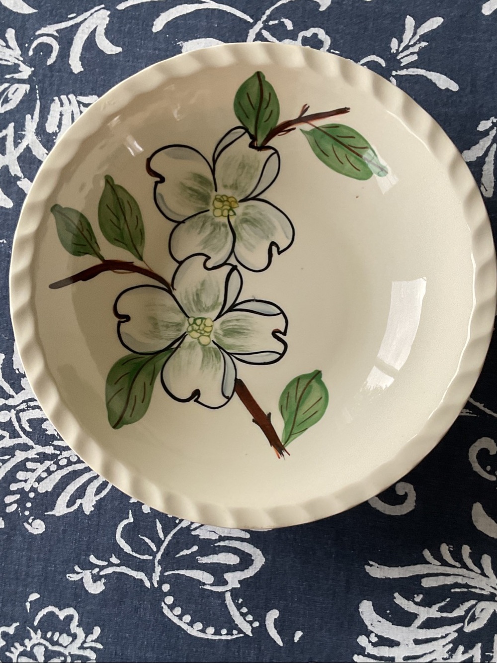 Vintage Blue Ridge/Southern Pottery Piecrust Spring Blossom Vegetable Bowl